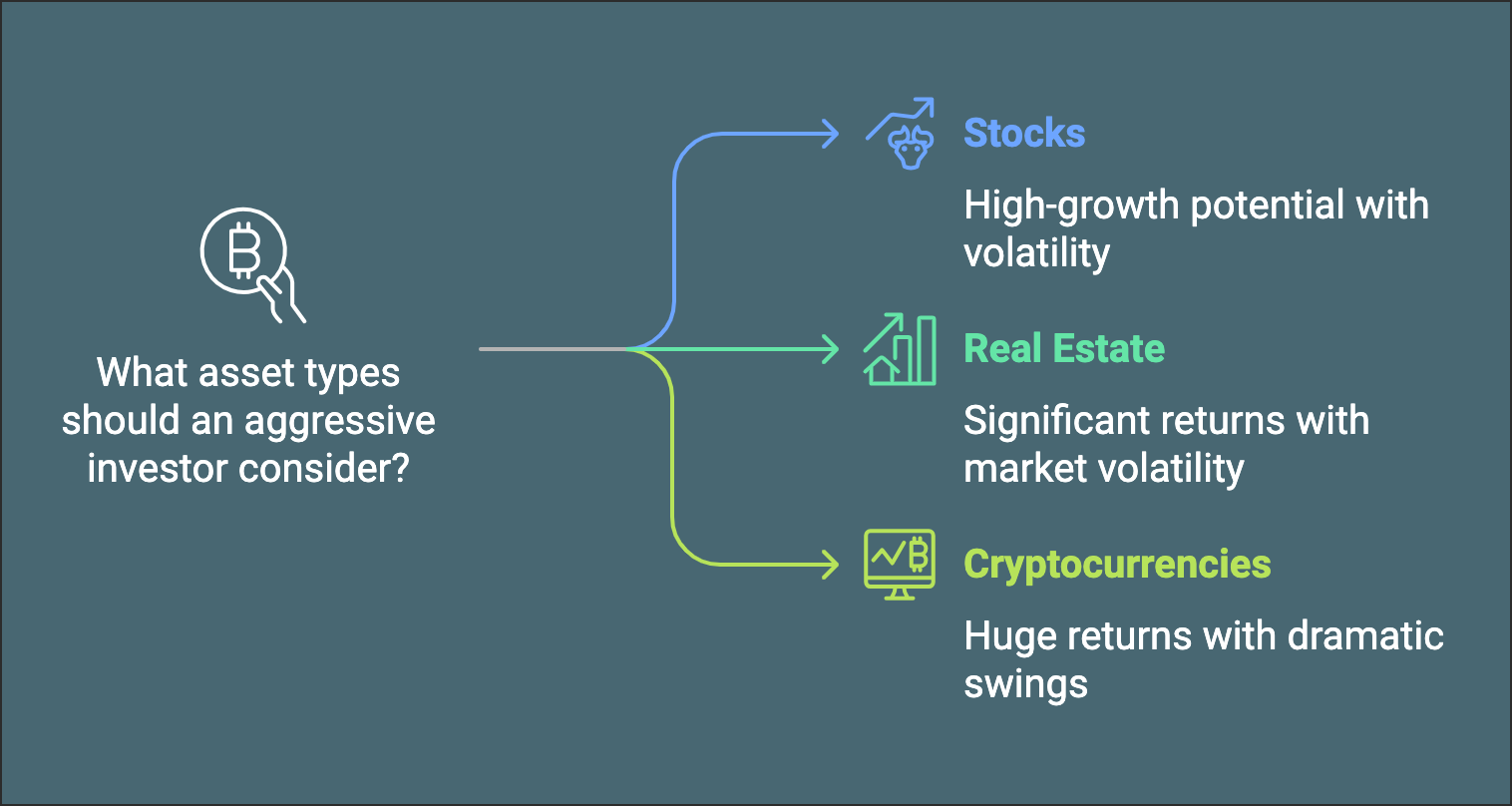 Diagram showing asset types for aggressive investors